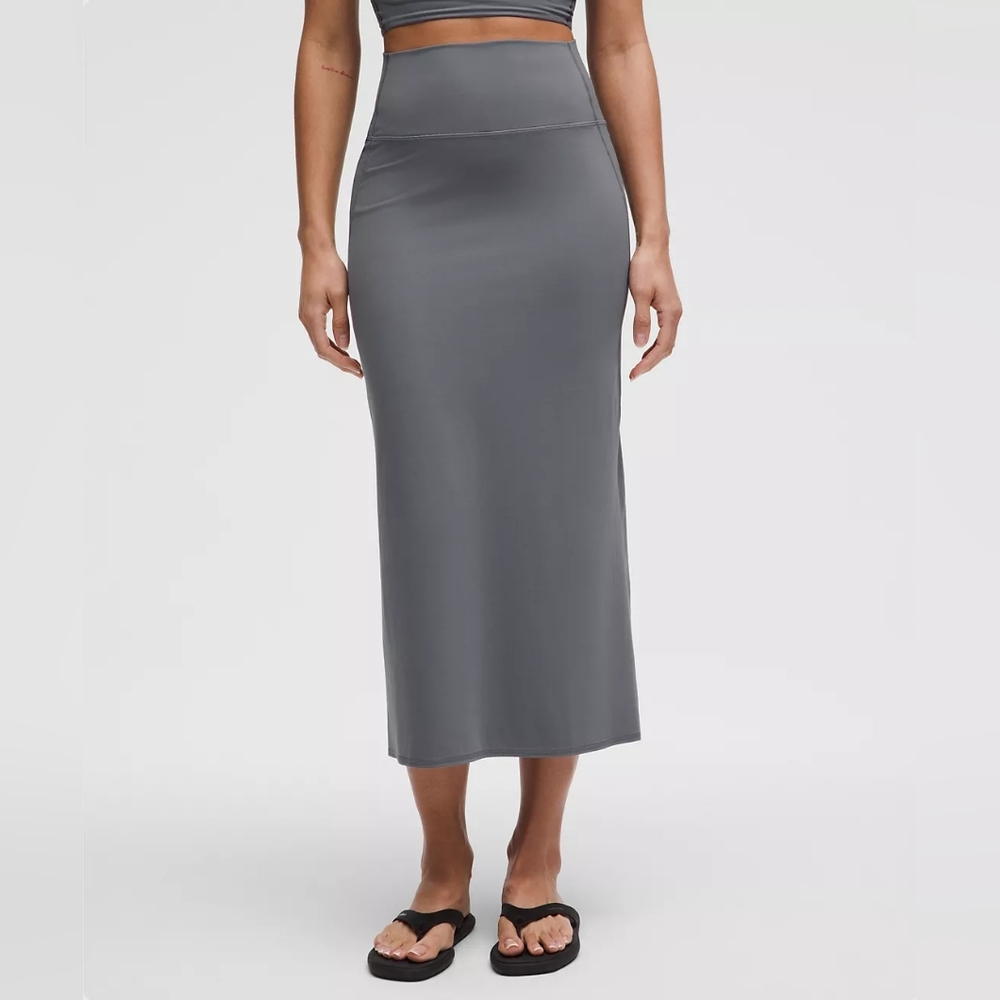 NWT Nulu Slim-Fit High-Rise Maxi Skirt Solar Gray XXXS